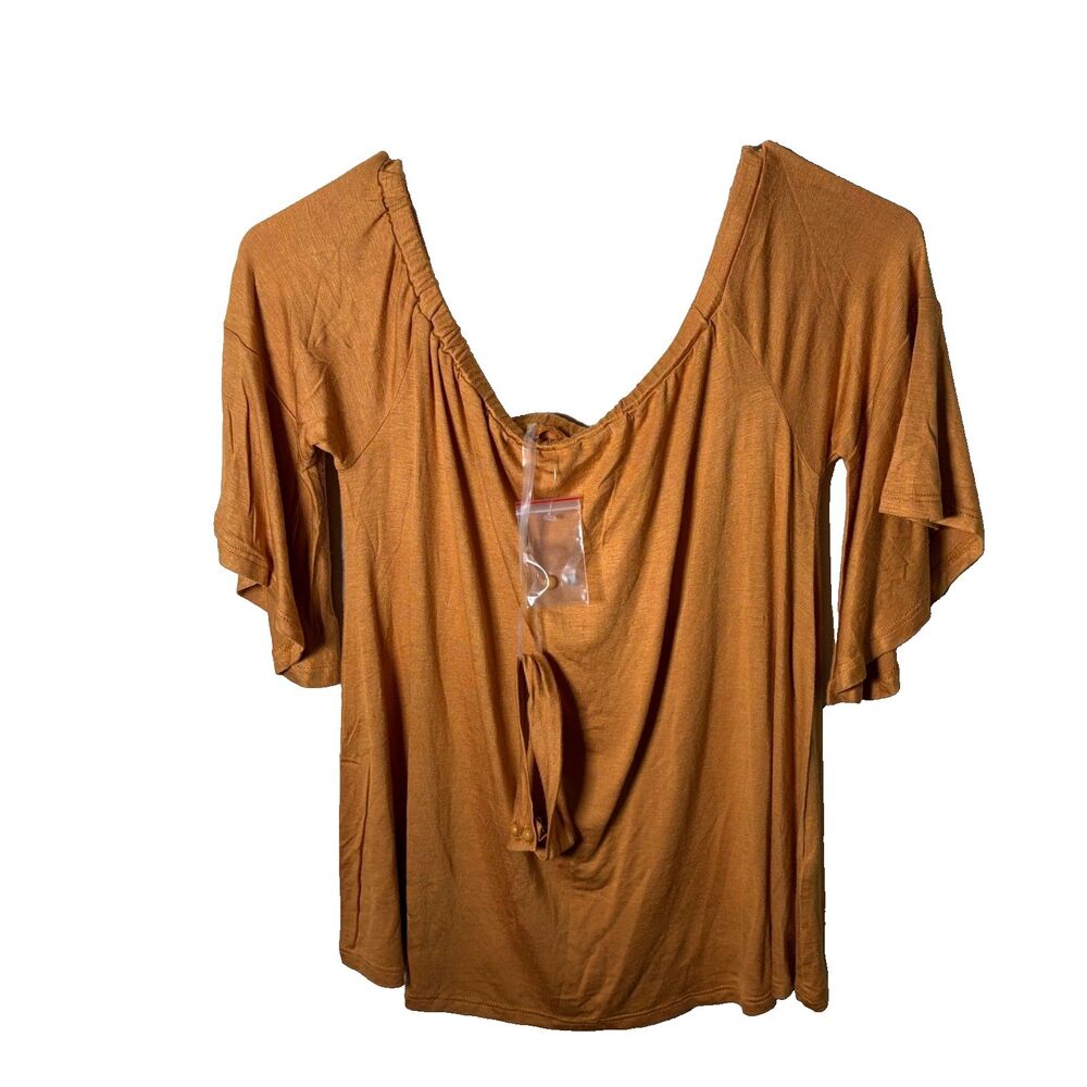 Active USA Blouse Women's Medium Solid Short Sleeve Off The Shoulder Top